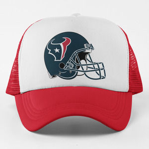 NEW Houston Texans Helmet Logo Trucker Mesh Snapback Hat 2-TONE RED